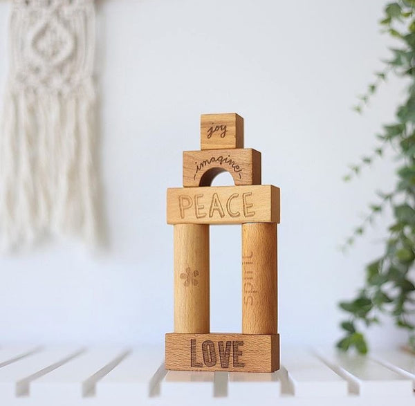 WOODEN STORY | Blocks |  Peace & Love 29 pieces | Natural
