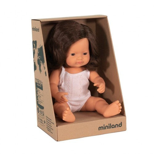 MINILAND | Anatomically Correct Baby Doll | Caucasian Girl | Brunette