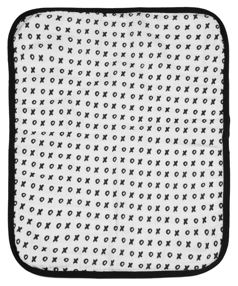 MODERN BURLAP 4 Layer Organic Cotton Muslin Burp Cloth REVERSIBLE Swiss Cross / XO