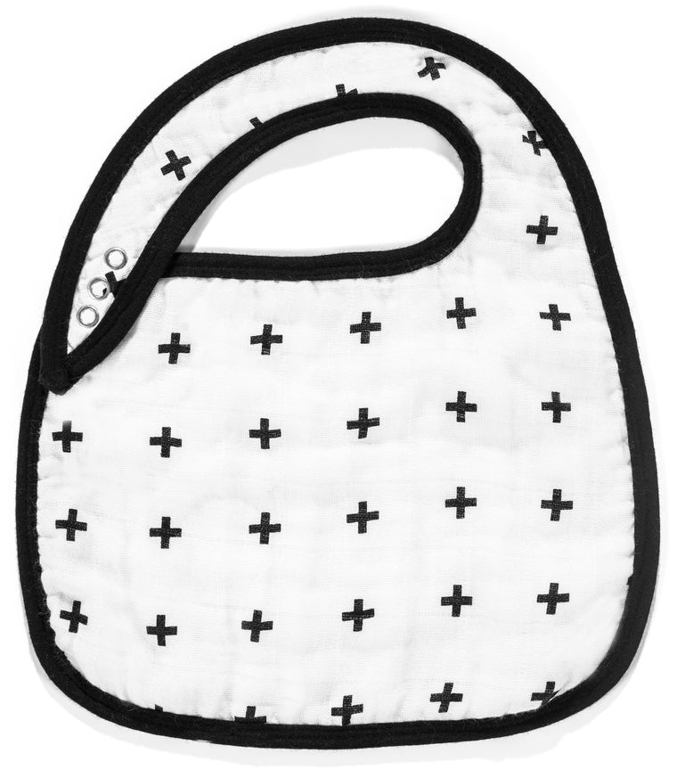 MODERN BURLAP Organic Cotton Muslin Bib Swiss Cross