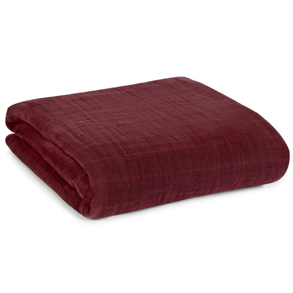 MODERN BURLAP Organic Cotton Muslin Swaddle Maroon