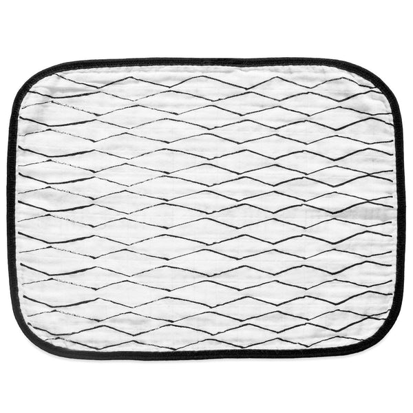 MODERN BURLAP 4 Layer Organic Cotton Muslin Burp Cloth REVERSIBLE Mudcloth / Moroccan