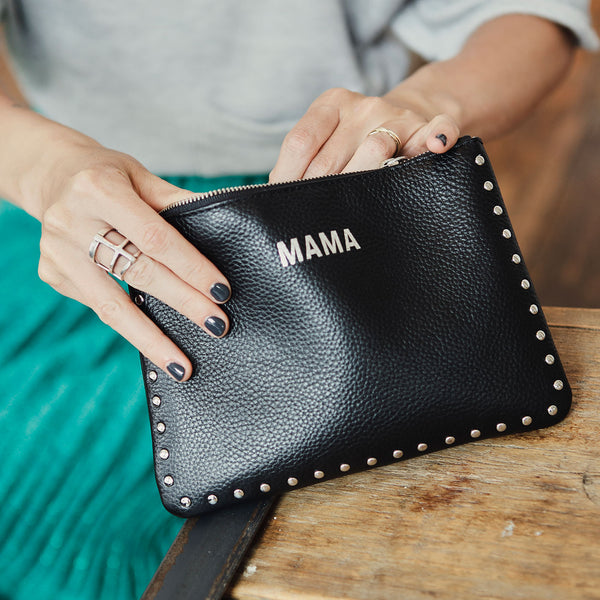 JEM + BEA Mama Clutch Black With Silver Studs