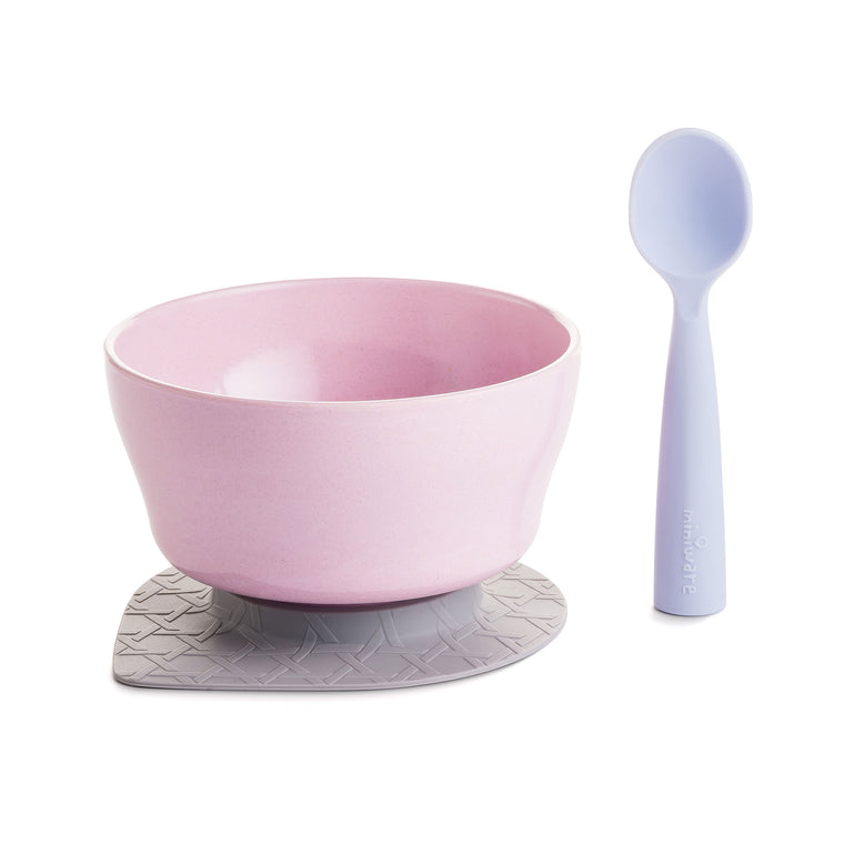 MINIWARE By BONNSU Cereal Bowl Set with Silicone Spoon Cherry Blossom / Lavender Spoon