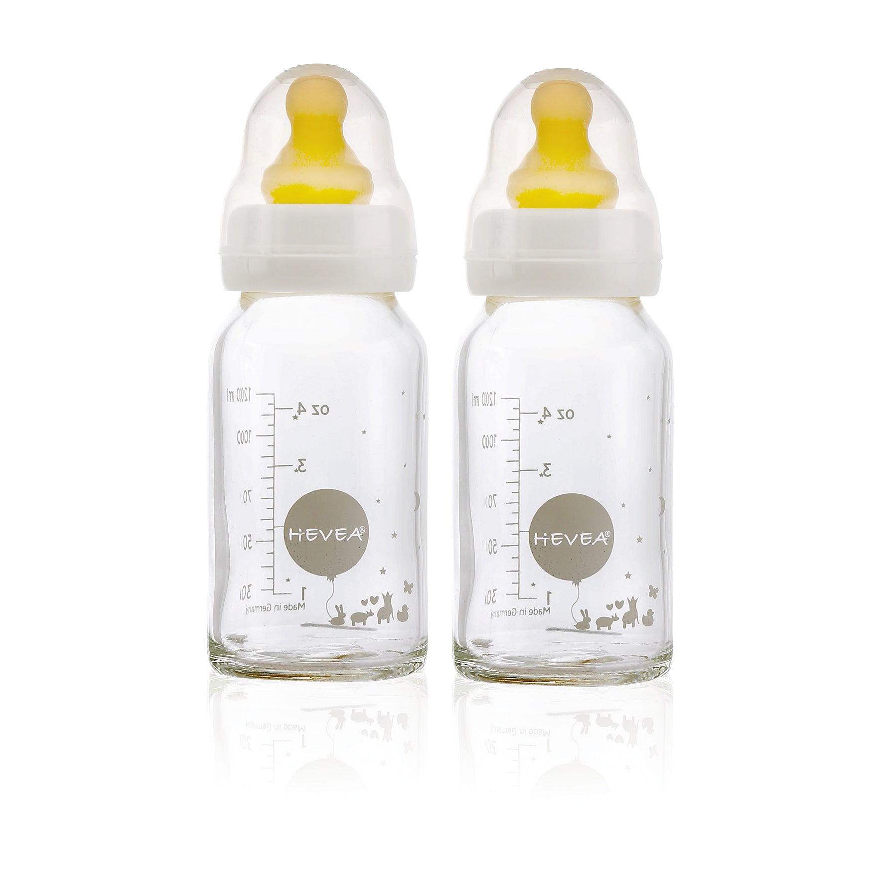 HEVEA Glass Feeding Bottles 2 Pack