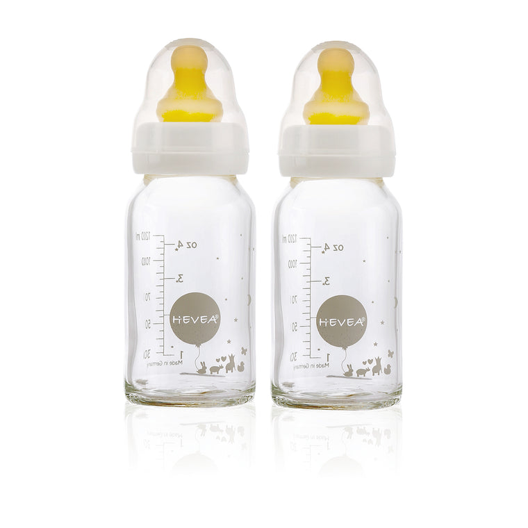 HEVEA Glass Feeding Bottles 2 Pack