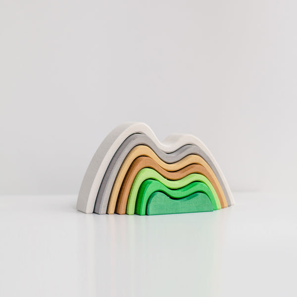 RADUGA GRËZ  | Wooden Mountain Stacker Small | Coloured
