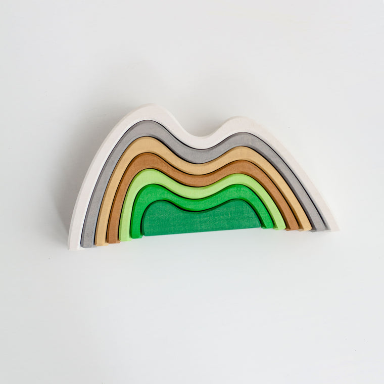 RADUGA GRËZ  | Wooden Mountain Stacker Small | Coloured