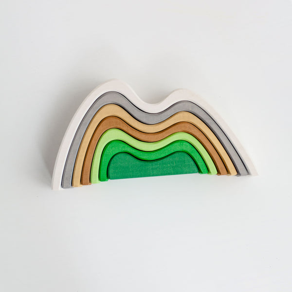 RADUGA GRËZ  | Wooden Mountain Stacker Small | Coloured