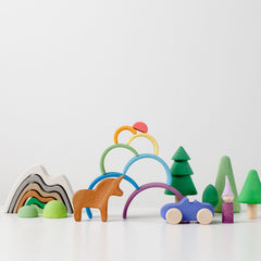 RADUGA GRËZ  | Wooden Mountain Stacker Small | Coloured