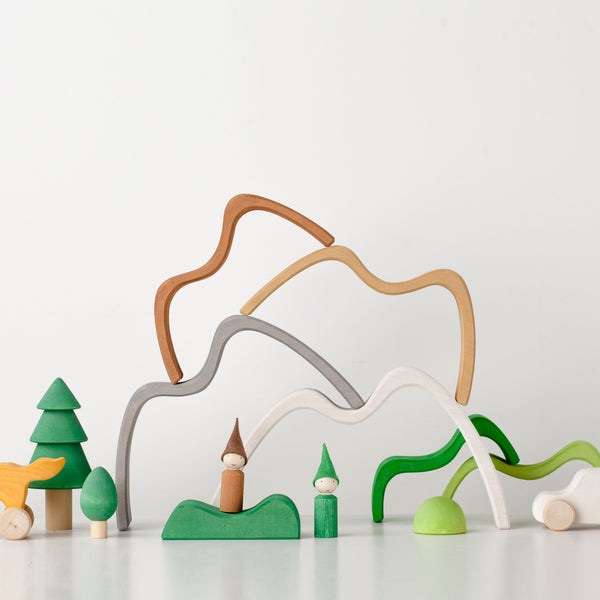RADUGA GRËZ  | Wooden Mountain Stacker Small | Coloured