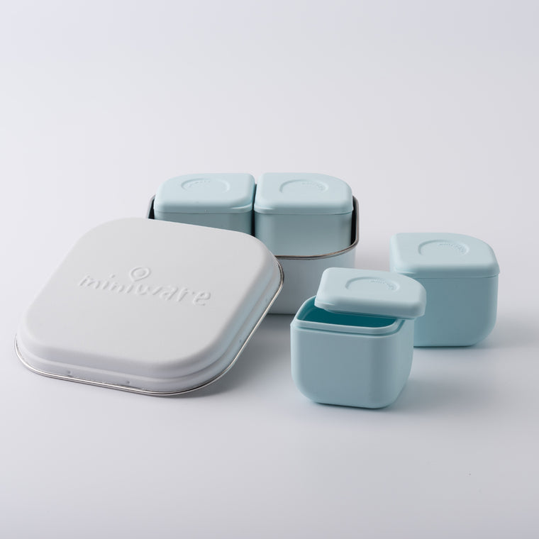 MINIWARE By BONNSU | Grow Bento Box Set | White + Aqua