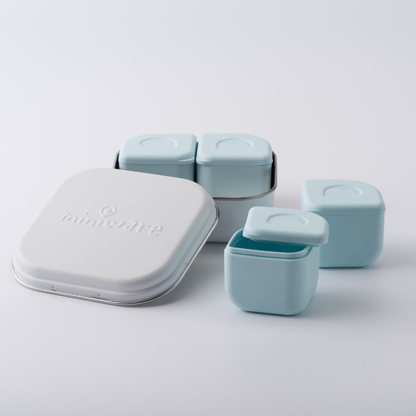 MINIWARE By BONNSU | Grow Bento Box Set | White + Aqua