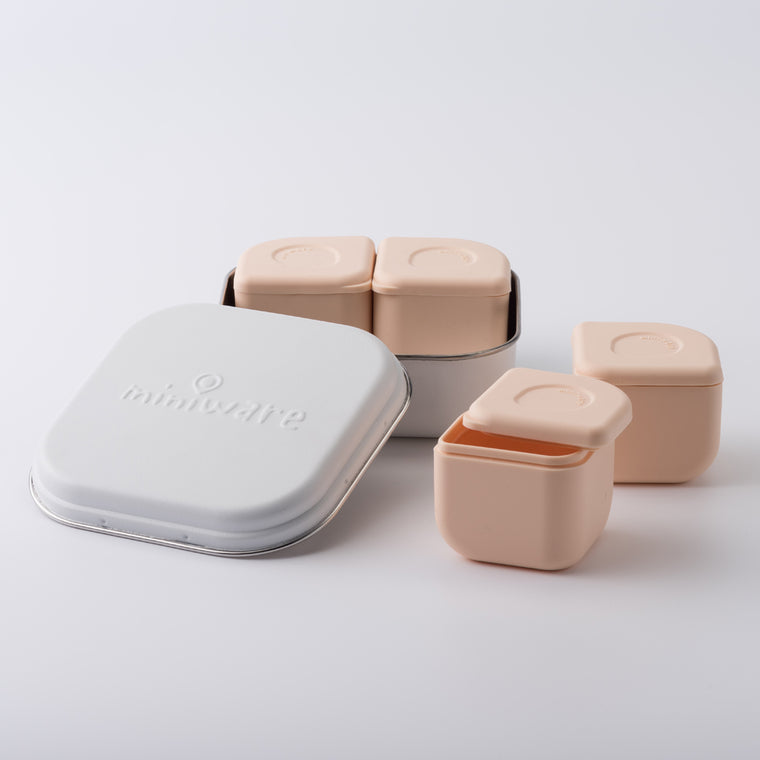 MINIWARE By BONNSU | Grow Bento Box Set | White + Peach