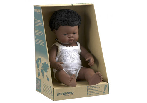 MINILAND Anatomically Correct Baby Doll African Boy 38cm