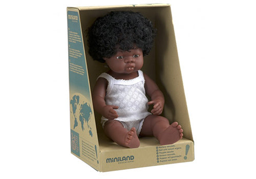 MINILAND Anatomically Correct Baby Doll African Girl 38cm