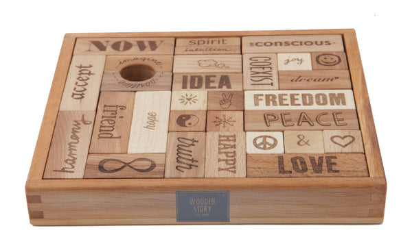 WOODEN STORY Blocks Natural Peace & Love 29 pieces