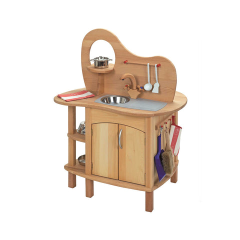 GLUCKSKAFER | Children's 360 Wooden Kitchen | Double-Sided With Stove And Sink