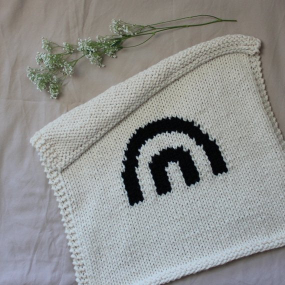 YARNING MADE  Bassinet Baby Blanket The Rainbow Monochrome