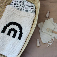 YARNING MADE  Bassinet Baby Blanket The Rainbow Monochrome