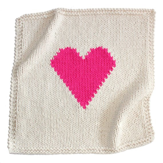 YARNING MADE  Bassinet Baby Blanket Heart Pink