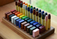 TREASURES FROM JENNIFER | Wooden Beeswax Crayon Holder | 24 Blocks 24 Sticks