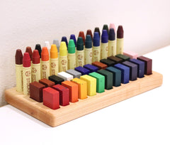 TREASURES FROM JENNIFER | Wooden Beeswax Crayon Holder | 24 Blocks 24 Sticks