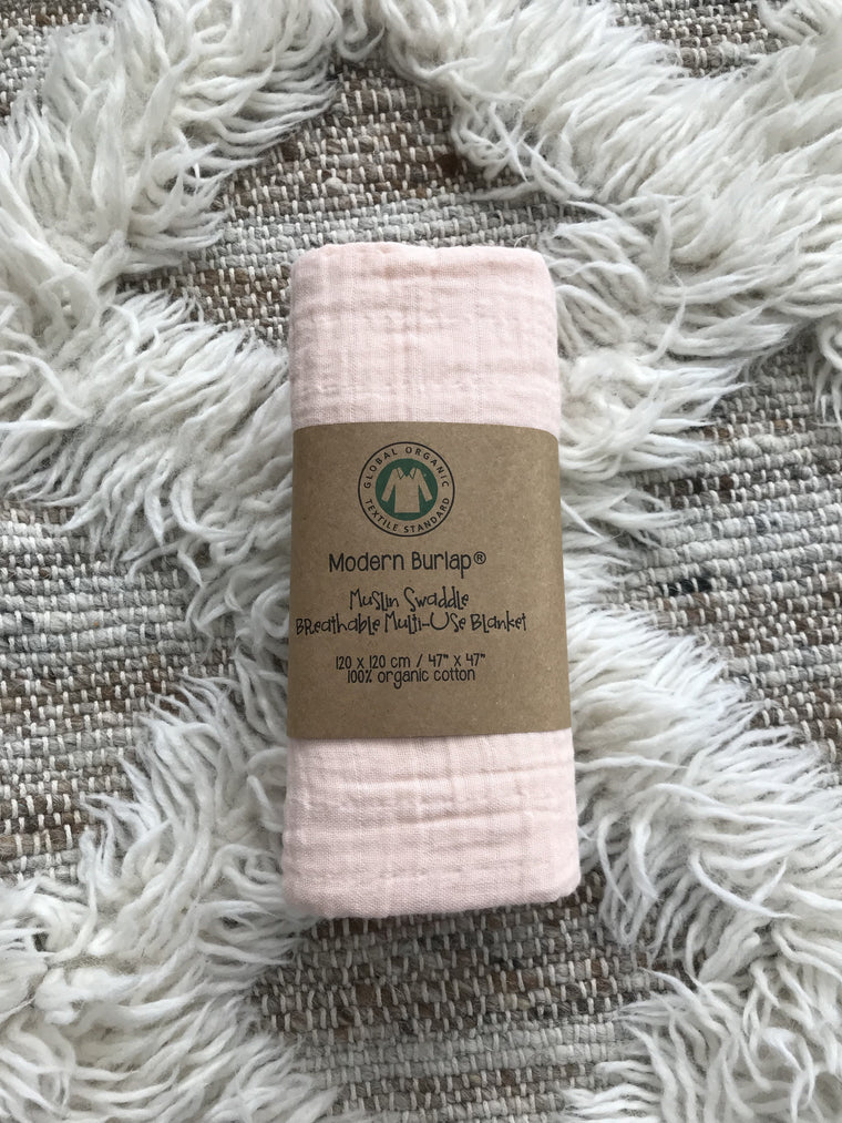 MODERN BURLAP Organic Cotton Muslin Swaddle Dusty Pink
