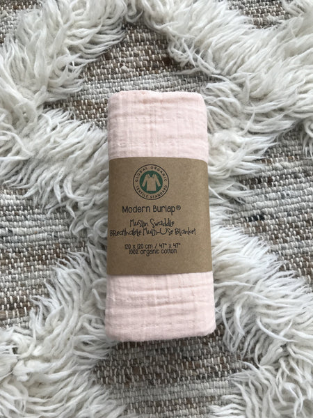 MODERN BURLAP Organic Cotton Muslin Swaddle Dusty Pink