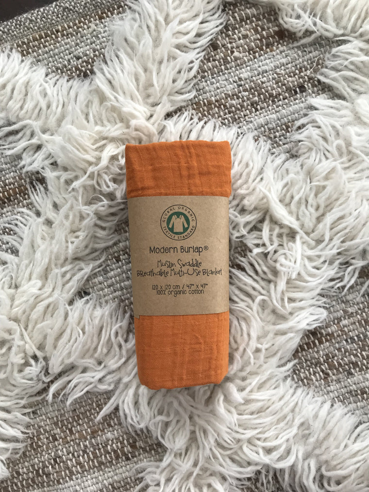 MODERN BURLAP Organic Cotton Muslin Blanket  Autumn Maple