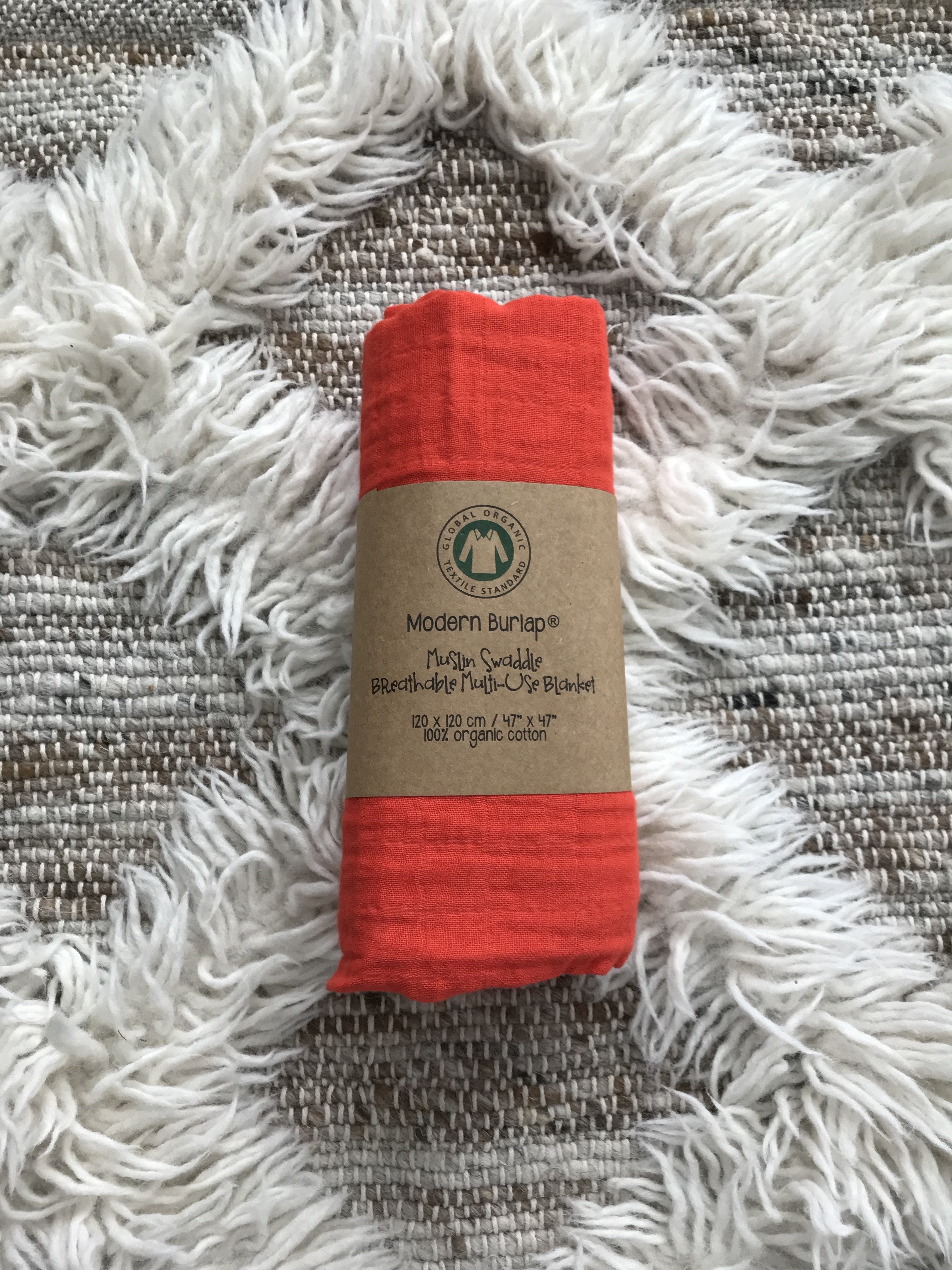 MODERN BURLAP Organic Cotton Muslin Blanket Wildfire