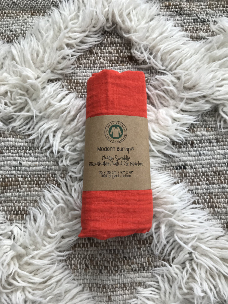 MODERN BURLAP Organic Cotton Muslin Blanket Wildfire
